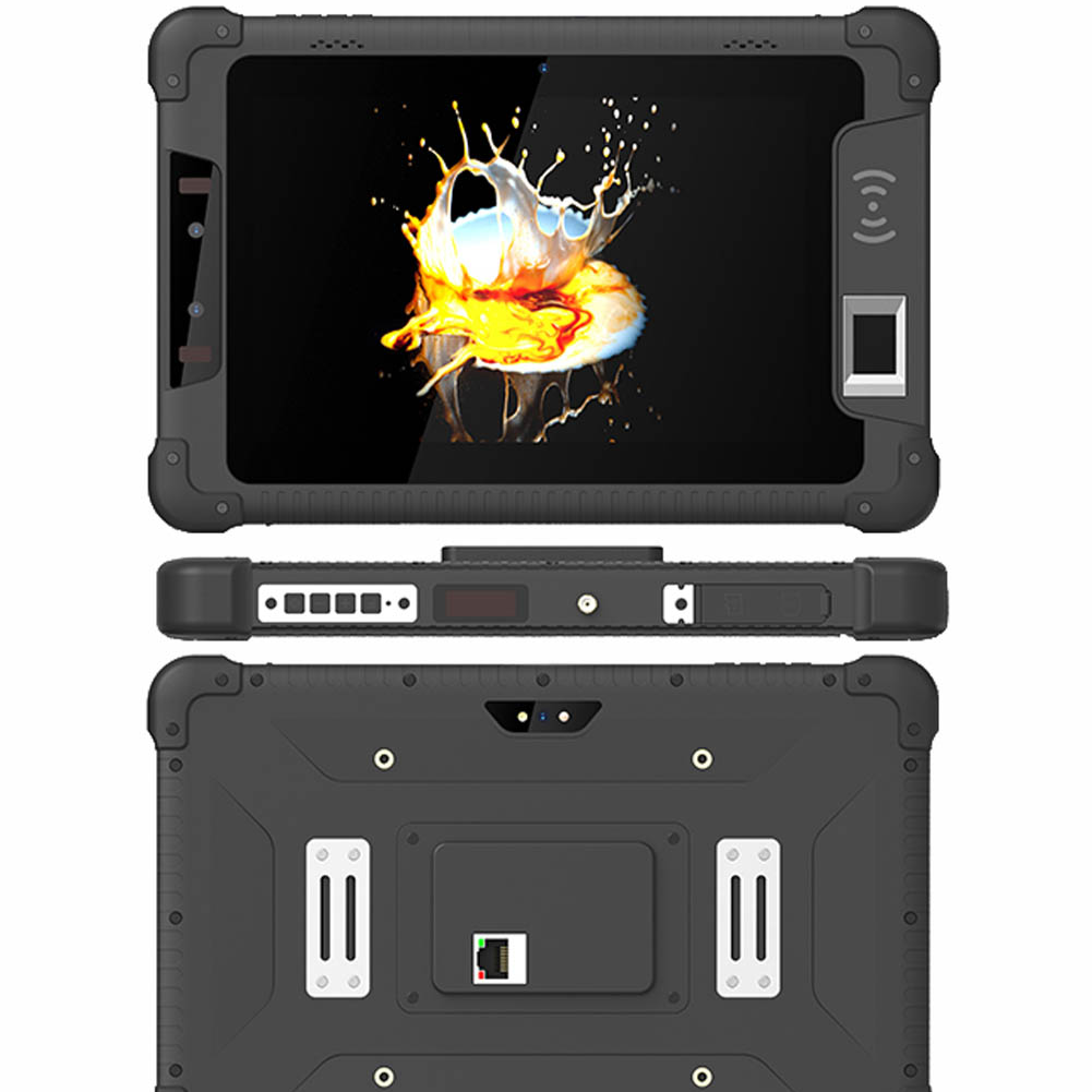 Cheapest 8'' Rugged Tablet with NFC 2D Barcode & Fingerprint Scanner IRIS RFID Face Recognition Vehicle Holder Charger Bracket