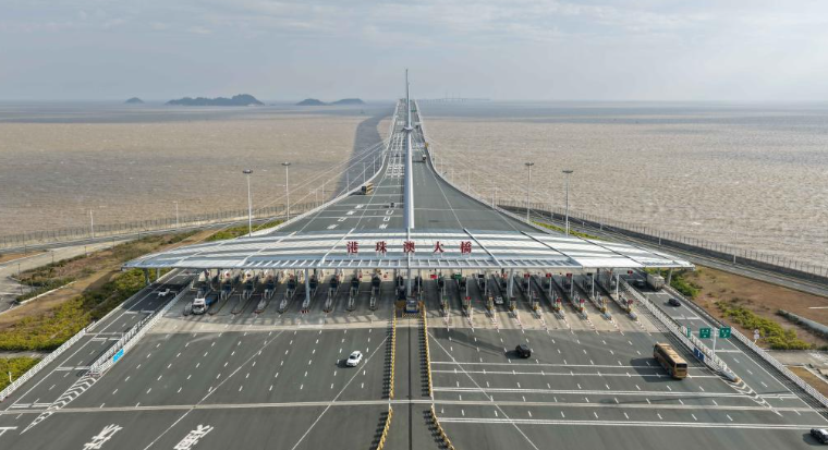 1月6日拍摄的港珠澳大桥出入口（无人机照片）