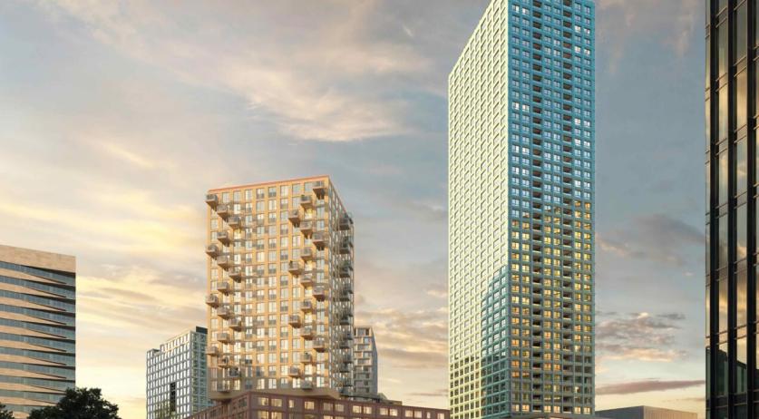 这是阿姆斯特丹约翰·克鲁伊夫竞技场旁新建的综合用途城区“十一广场”的艺术家构想图。