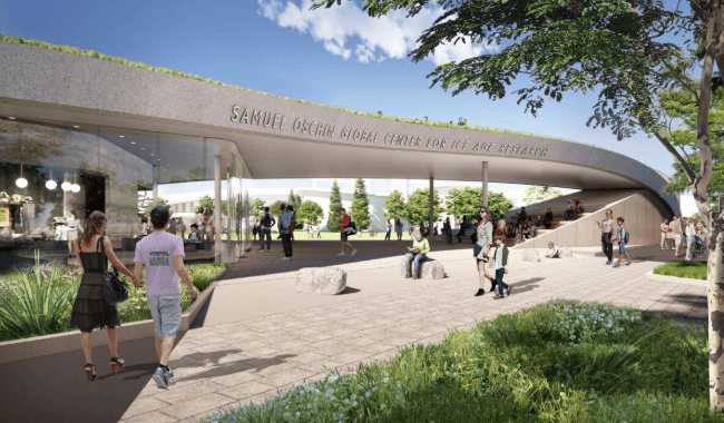 将在环绕场地的坡道下方建造建筑物。