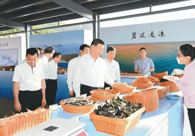 2024年10月15日至16日，中共中央总书记、国家主席、中央军委主席习近平在福建考察。这是15日下午，习近平在漳州市东山县陈城镇澳角村考察时，了解海鲜干货和渔获产品交易情况。