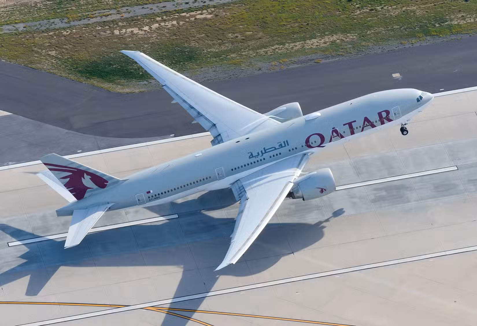 Qatar Airways Boeing 777-200LR taking off