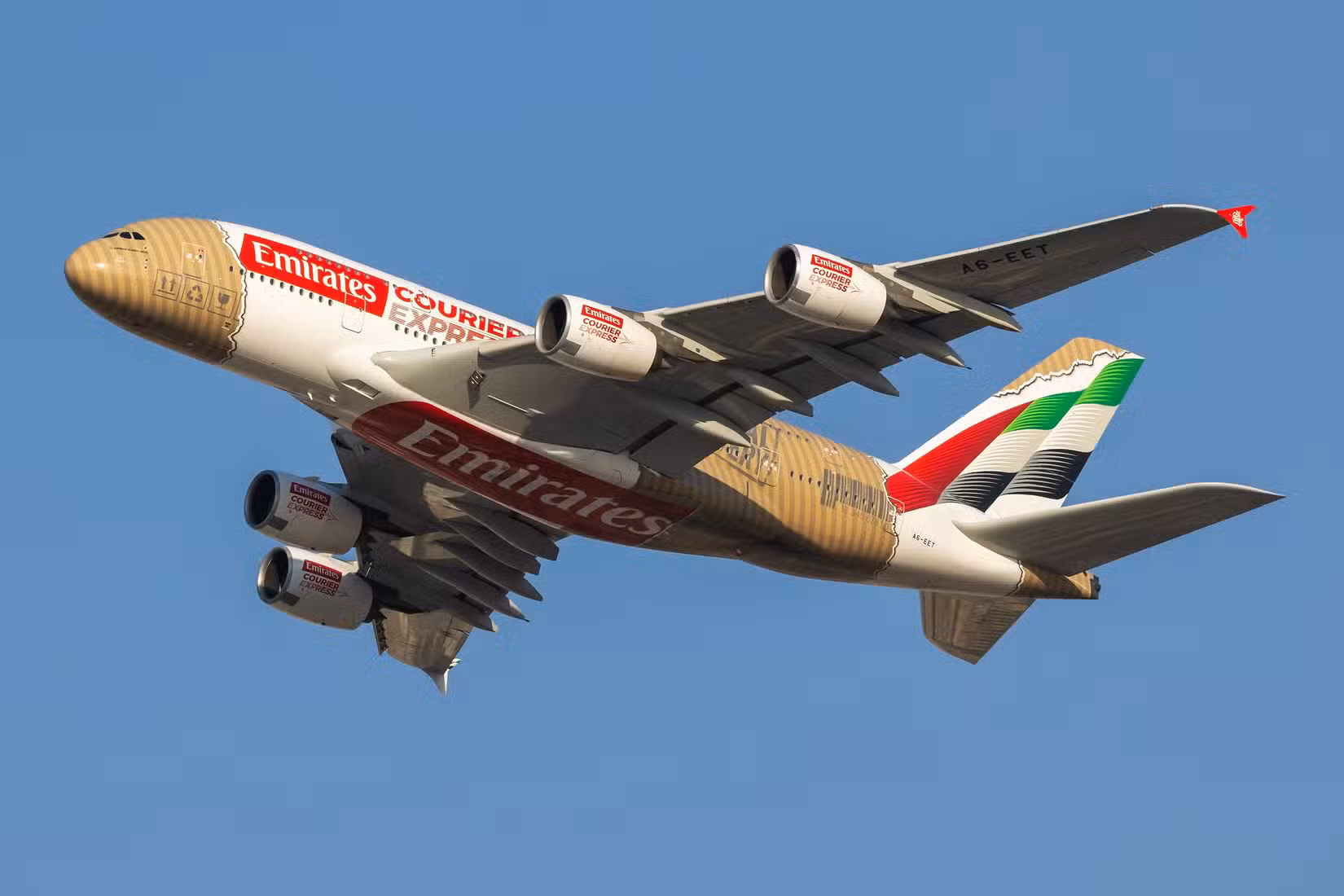 Emirates Airbus A380 climbing