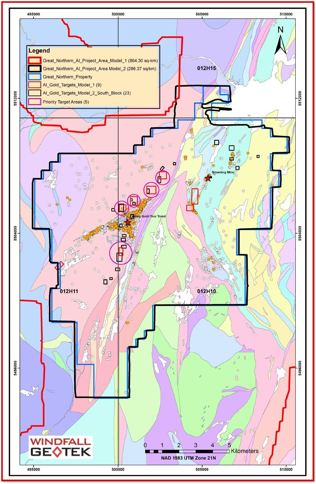 图 2: Great Northern 项目南部区块 (Viking) 的 AI 生成靶区。
