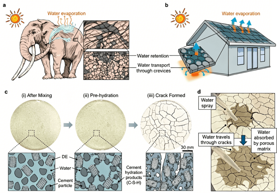 تصميم المحاكاة الحيوية لجلد الفيل وعملية تشكيل الشقوق