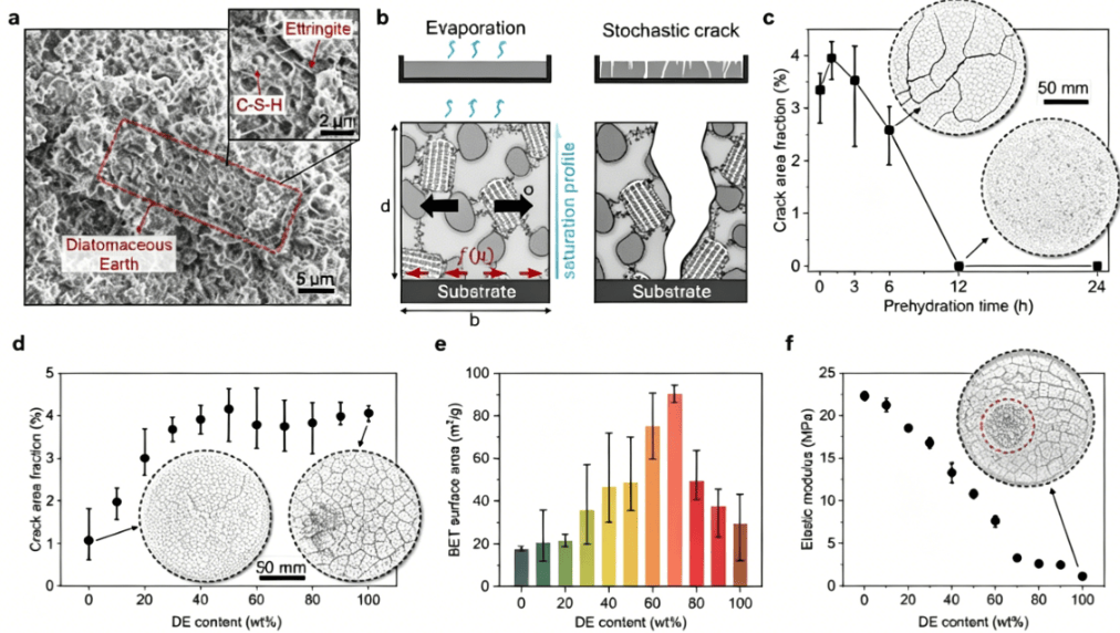 آلية تشقق مادة التراب الدياتومي-الأسمنت وتطور خصائص المادة