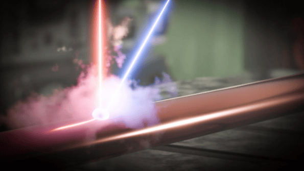 Laser transforma fio de cobre em plasma quente