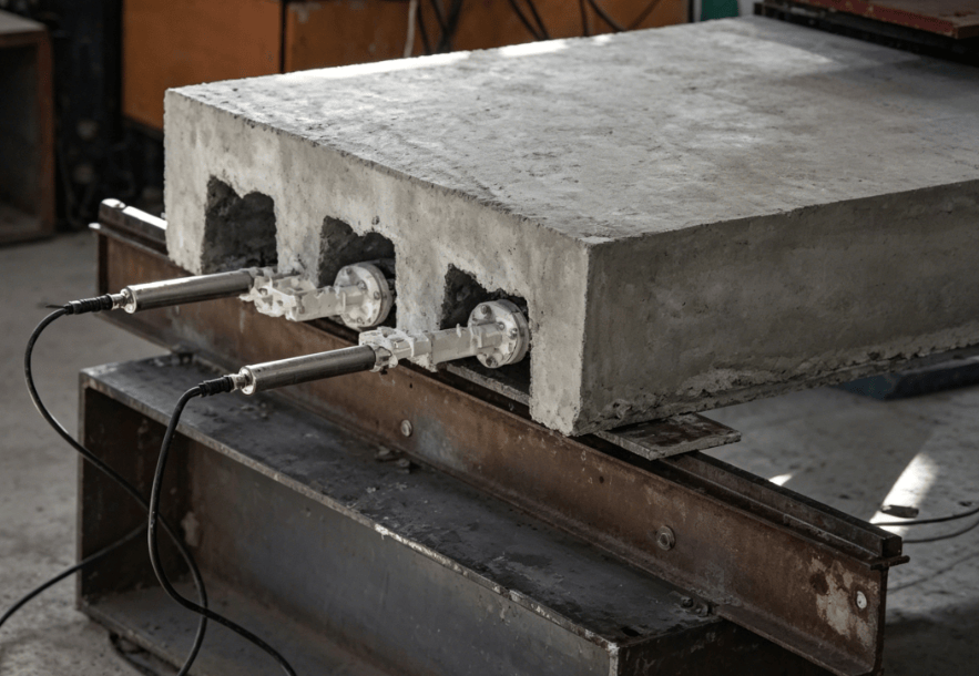 Experimental setup and specimen of the recycled concrete composite slab