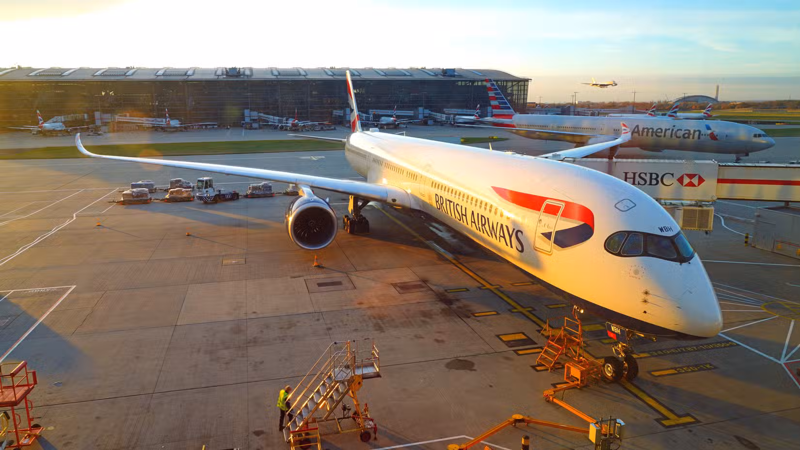 英国航空空客A350在伦敦希思罗机场