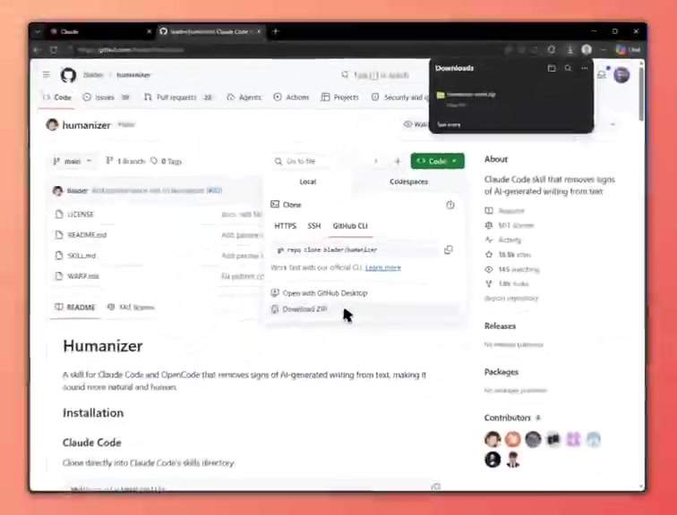 WOW... now you can make Claude write more like a human Use the open-source "Humanizer" agentic skill