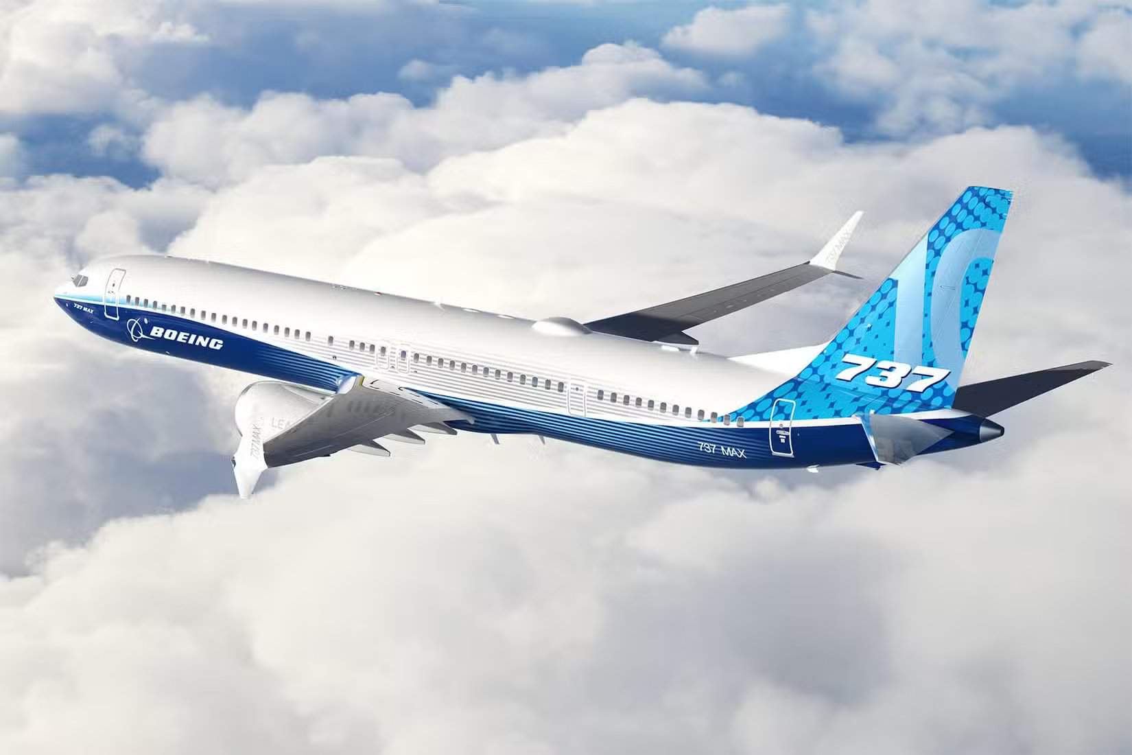 Boeing 737 MAX 10 above clouds