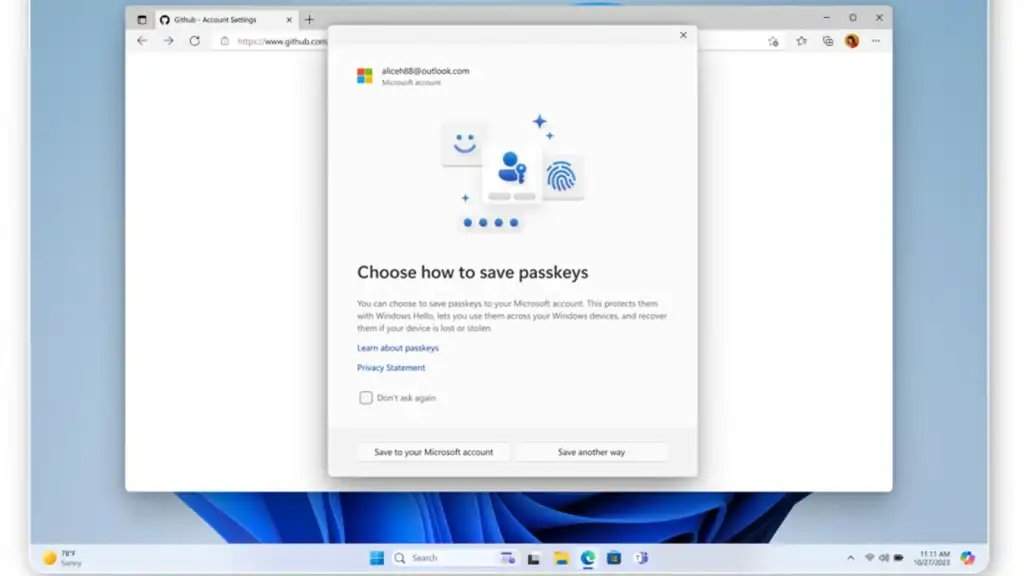 Recomendações da Microsoft sobre chaves de acesso