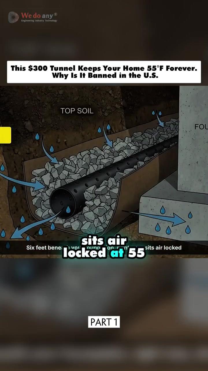 This $300 Tunnel Keeps Your Home 55°F Forever .why is it banned in the US#GeothermalCooling #EarthTu