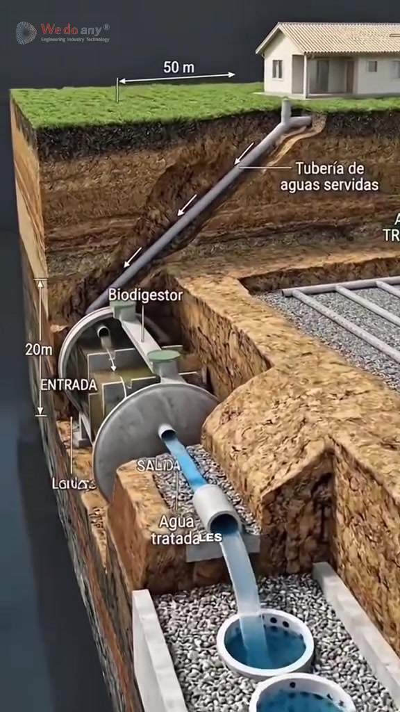 Comment fonctionne un biodigesteur domestique ? ♻️?#biodigesteur #traitementeau #ingenierie #ecologi