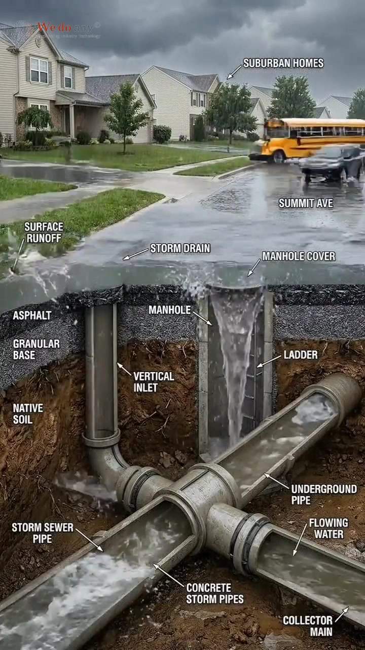 Urban stormwater drainage system in the U.S. #drainage #infrastructure #city #water #engineering
