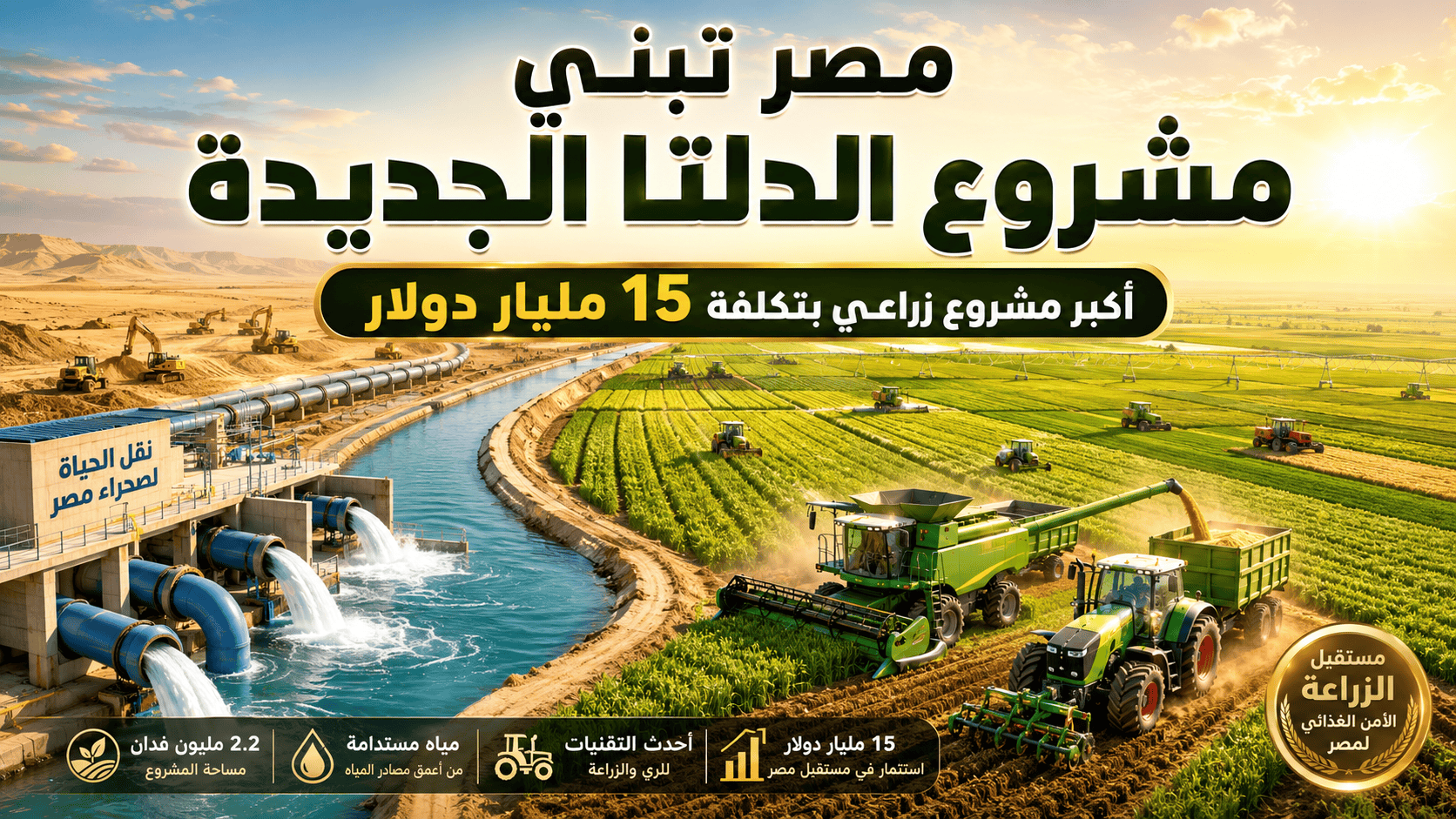 مصر تبني مشروع الدلتا الجديدة بقمية 15 مليار دولار