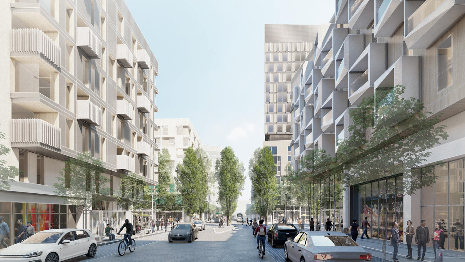 Paisaje urbano de Freedom West, representación de DLR Group
