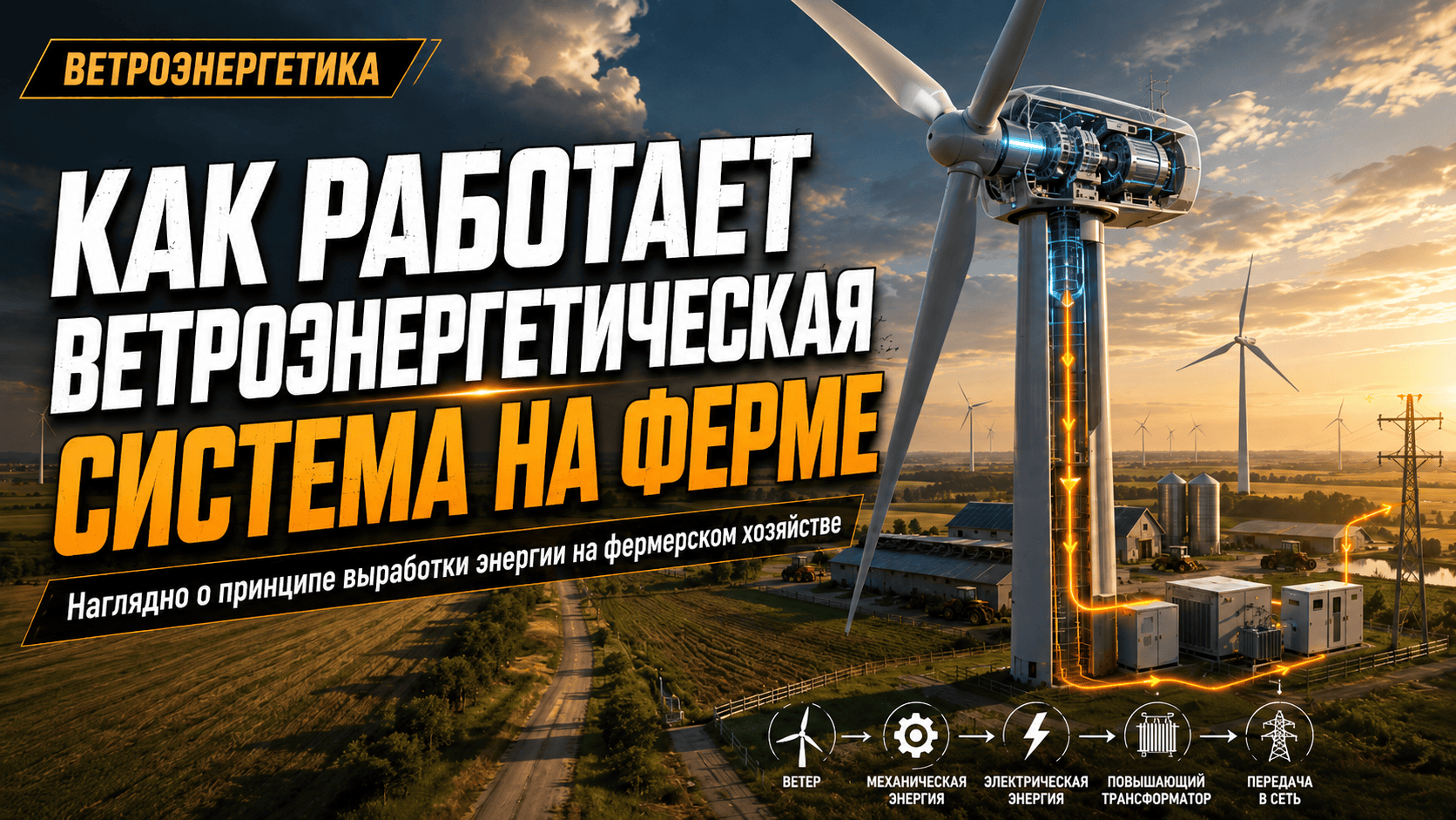 Вот как работает ветрогенерационная система на ферме, преобразуя энергию ветра...