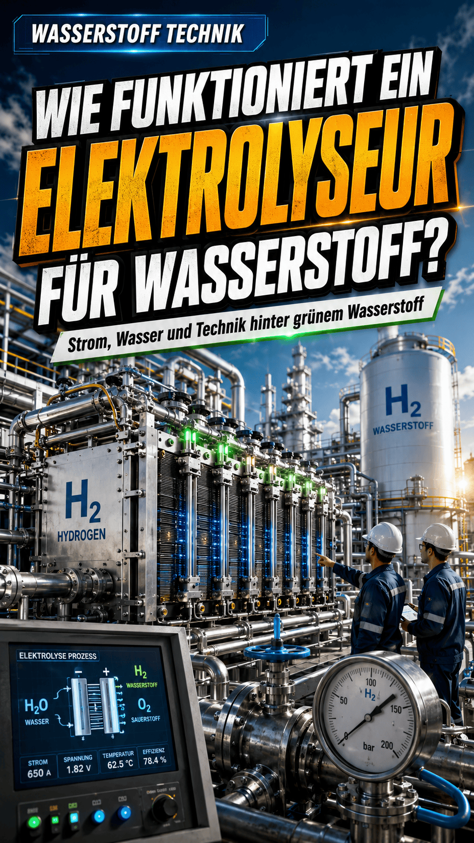 Wie funktioniert ein Elektrolyseur für Wasserstoff #wasserstoff #elektrolyse #h2 #regenerative #nach