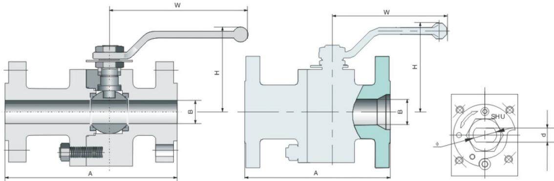 API TWO-PIECES FORGED STEEL FLOATING BALL VALVE