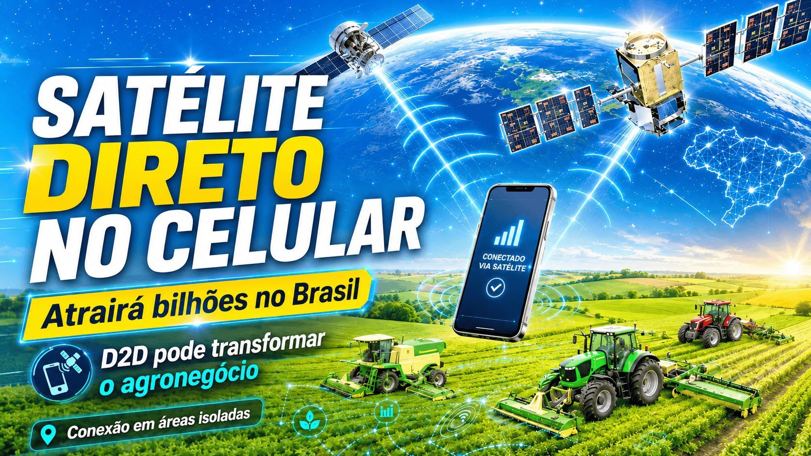 Conexão direta de satélite para celular atrairá bilhões e beneficiará agronegócio