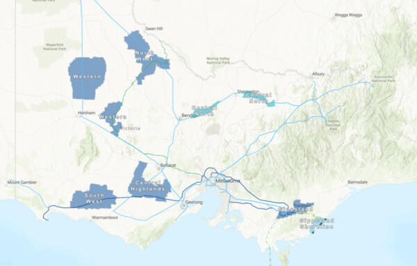 Mapa de Vitória destacando as zonas de energia renovável recém-anunciadas
