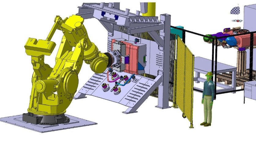 This 4-meter-tall FANUC M2300i robot is the heaviest commercially available robot on the market, with a payload of 2.3 tons. The ITER team is using it as a development platform to test and integrate tools and technologies planned for the ITER in-vessel assembly robots, such as the blanket module installation technique seen here.