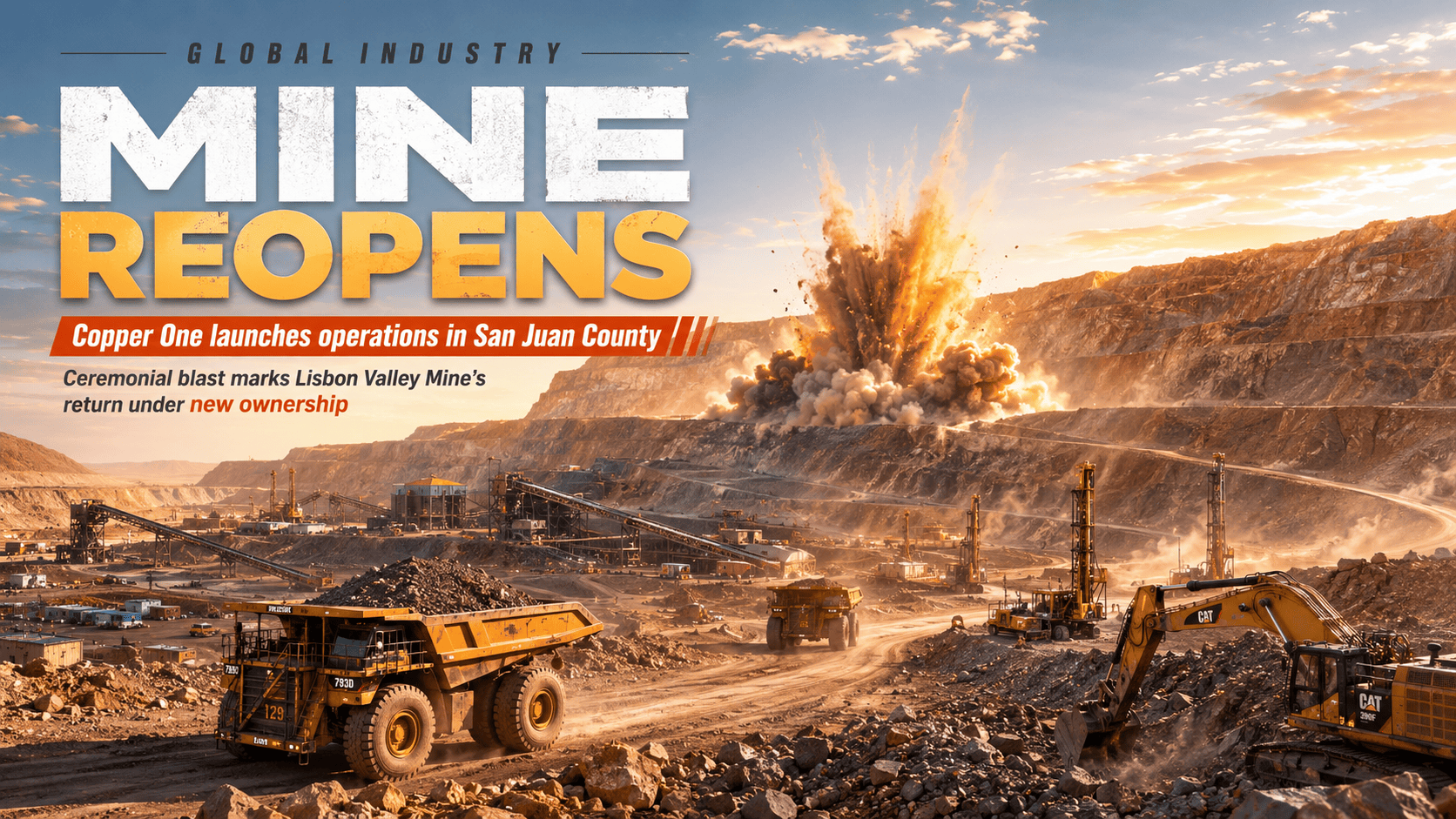 MINE REOPENS- A ceremonial dynamite blast launched operations at Mariana Minerals' new Copper One Mi