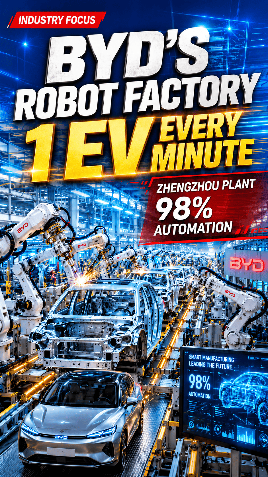 BYD's Robot Factory Builds an EV EVERY MINUTE and Nobody Is Talking About It #news #finance #china #