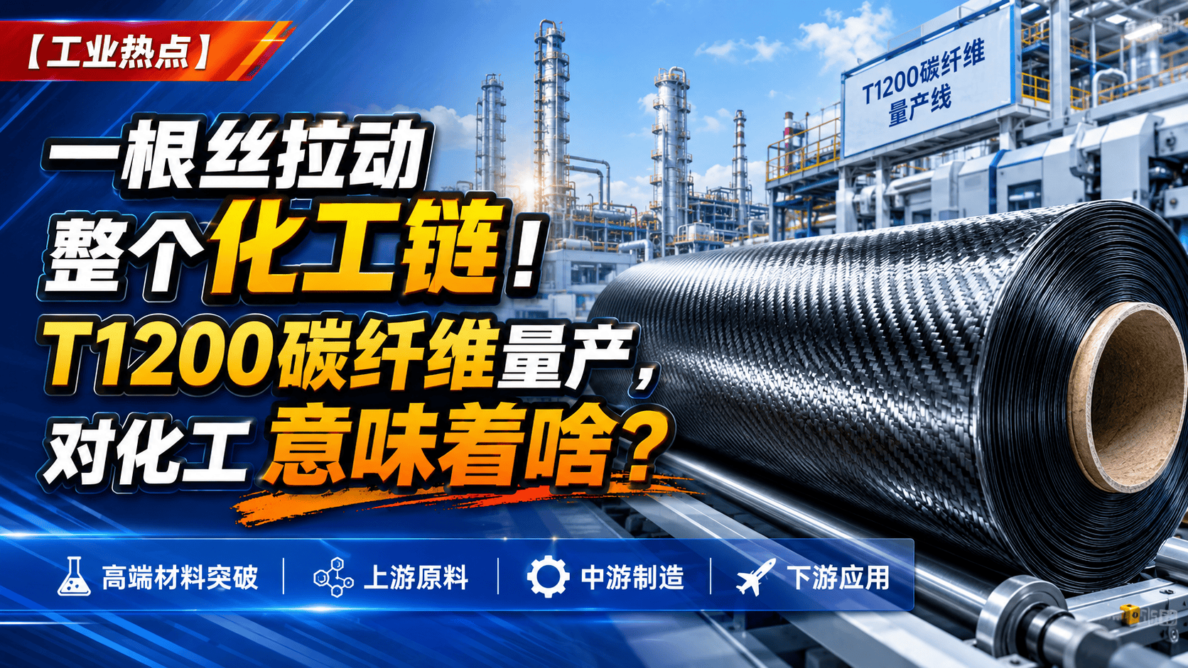一根丝拉动整个化工链！T1200碳纤维量产，对化工意味着啥？ #碳纤维 #t1200碳纤维 #化工原料 #新材料 #化工
