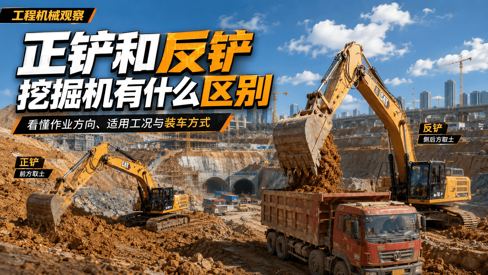 正铲和反铲挖掘机有什么区别#工程人 #建筑工程 #施工现场实拍