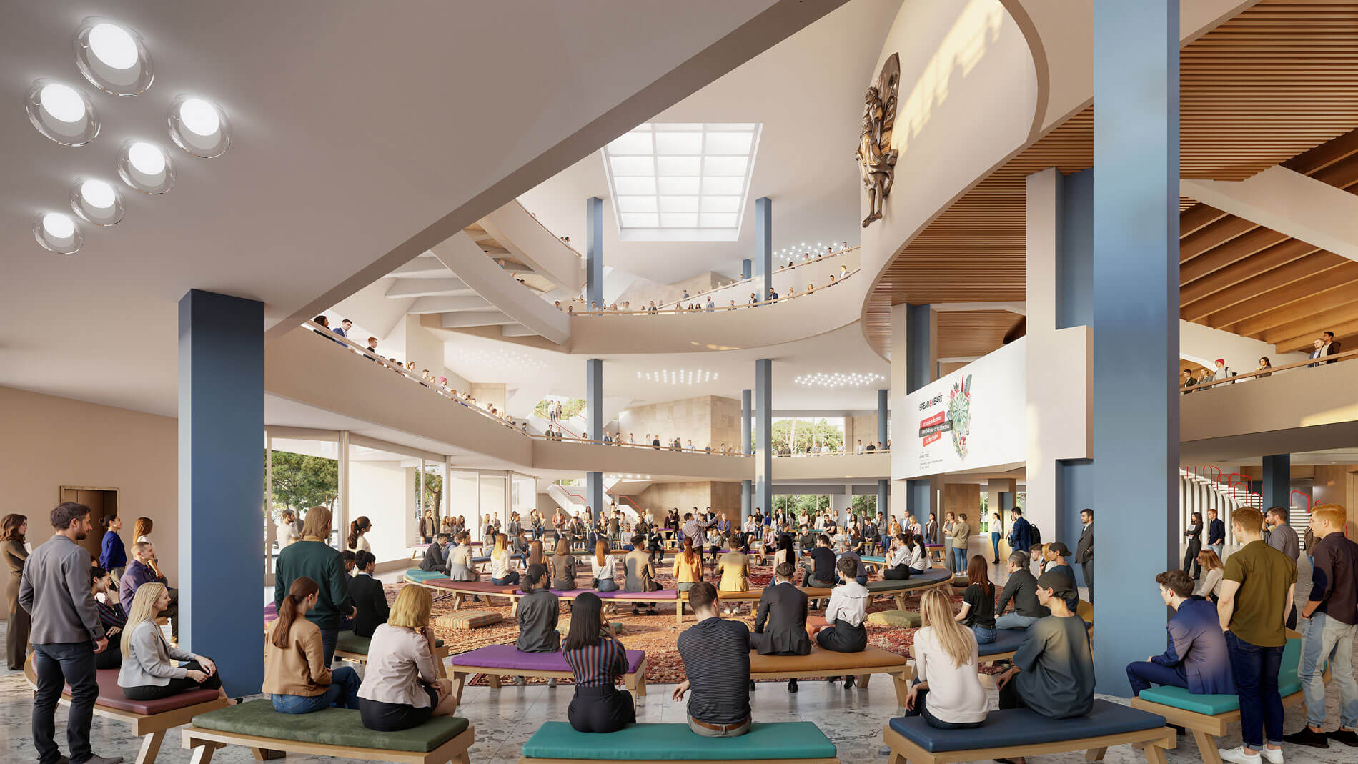 Rendu intérieur de la tour ajoutée au Palais des Congrès d’Albanie