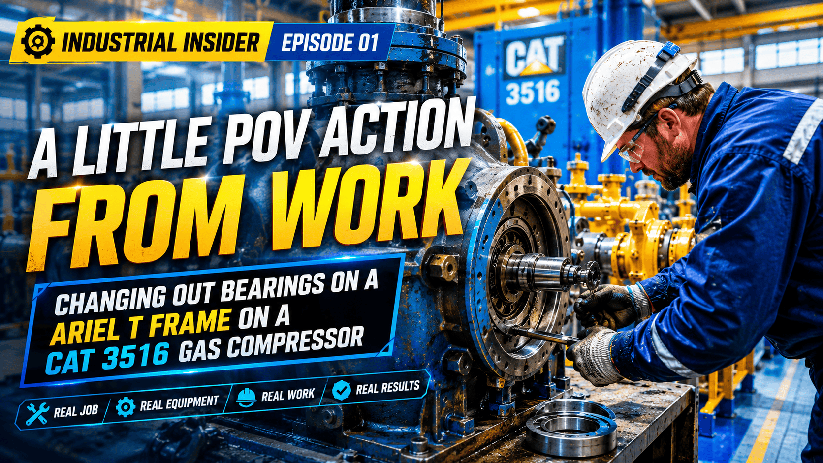 A little POV action from work. Changing out bearings on a Ariel T frame on a CAT 3516 gas compressor