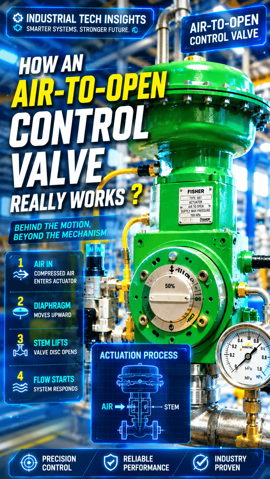 How an air-to-open control valve really works ??️ #instrumentation #maintenance #industrial #oilandg
