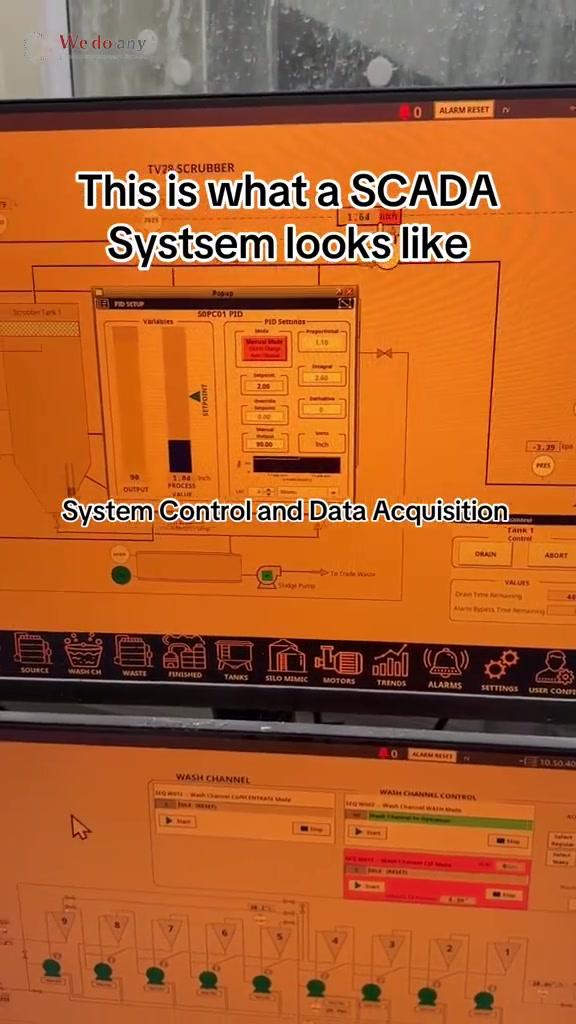 This is what a SCADA System looks like. It oversees the whole system of a plant. While PLC does the 