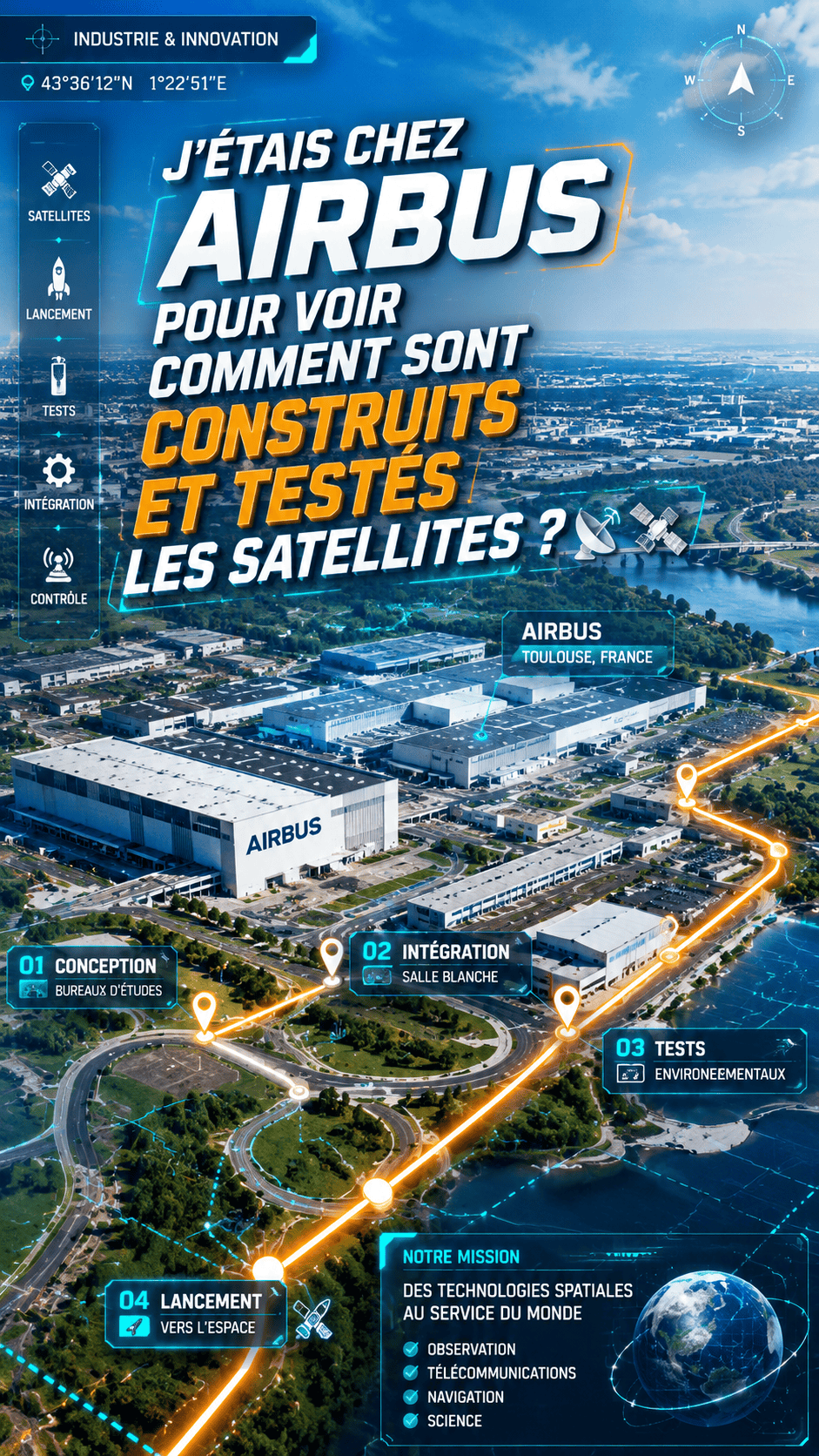 J’étais chez Airbus pour voir comment sont construits et testés les satellites ? ?️ #Science #satell