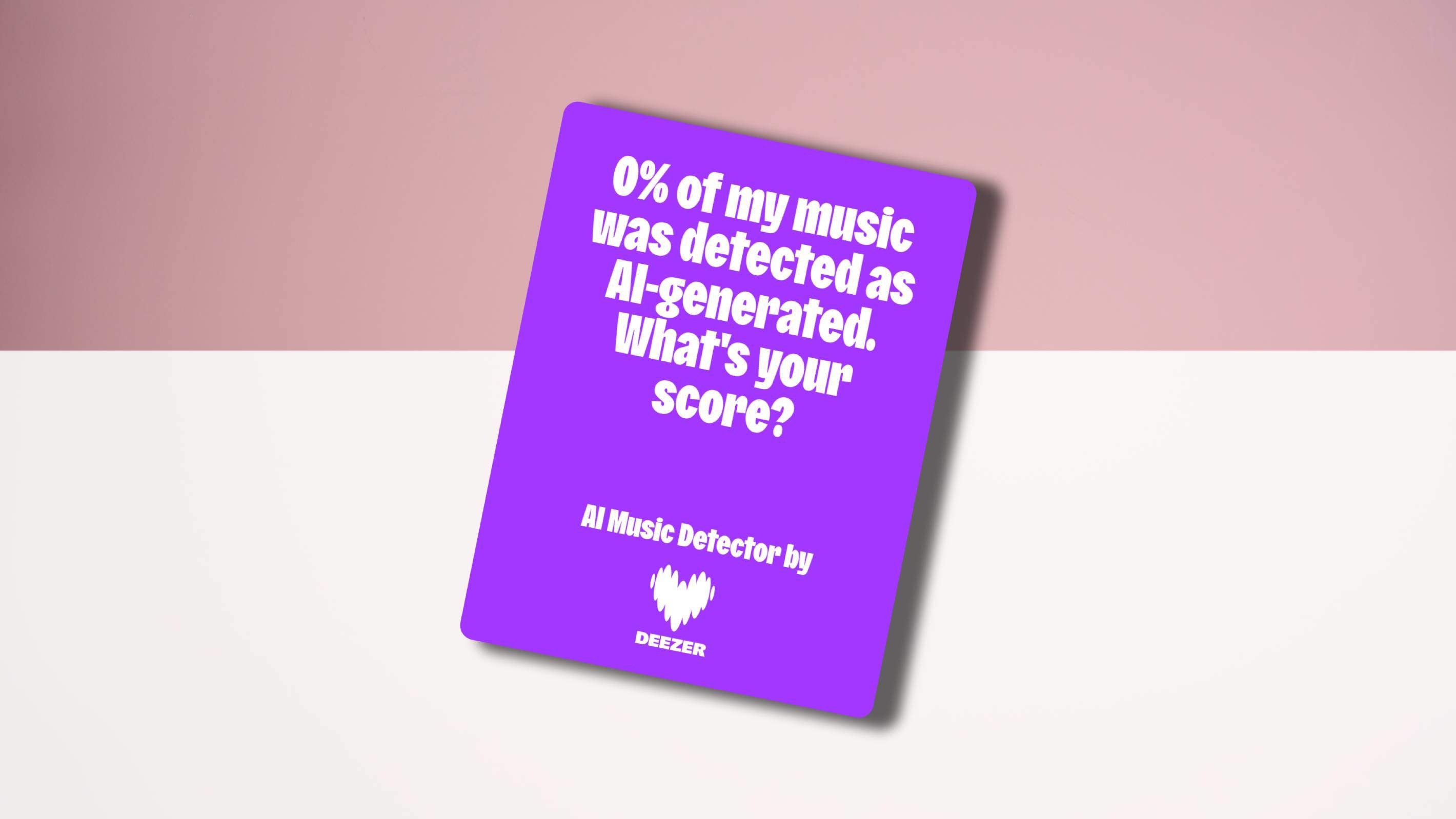 Deezer的无AI徽章,粉色和白色背景