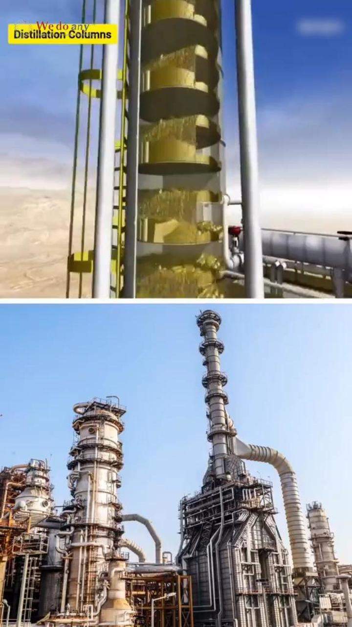 A distillation column is industrial equipment used to separate a liquid mixture into different compo