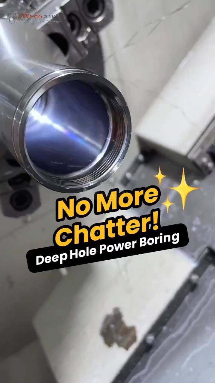 SL-46T CNC Deep Hole Boring  Stable Cutting with Anti-Vibration Damping Bar. #CNCMachining #DeepHole