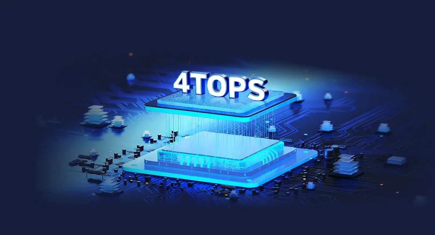 图示说明由FET3572-C核心板的4 TOPS NPU驱动的边缘AI推理加速及多框架兼容性,包括TensorFlow和PyTorch