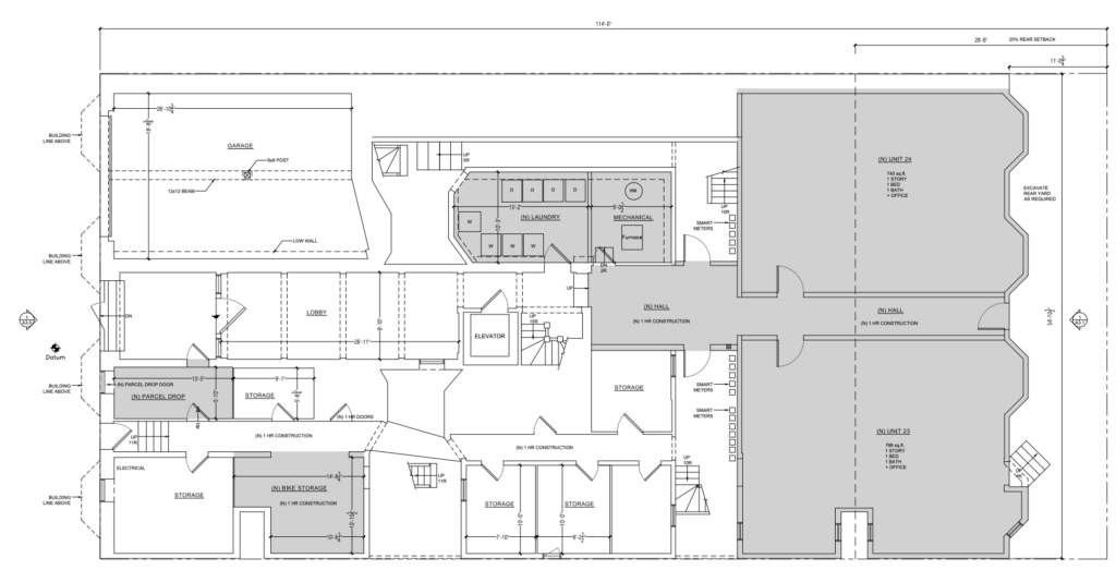 克莱街1373号一层平面图,由Geiszler Architects提供