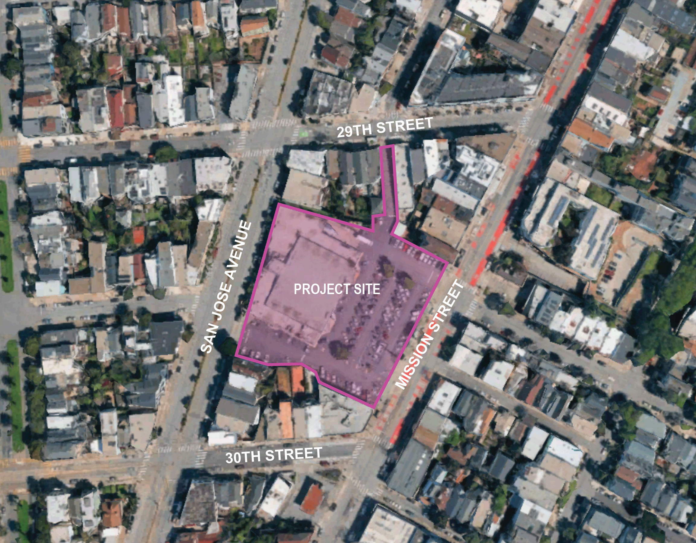 Lageplan der 3350 Mission Street, aus den Planungsunterlagen