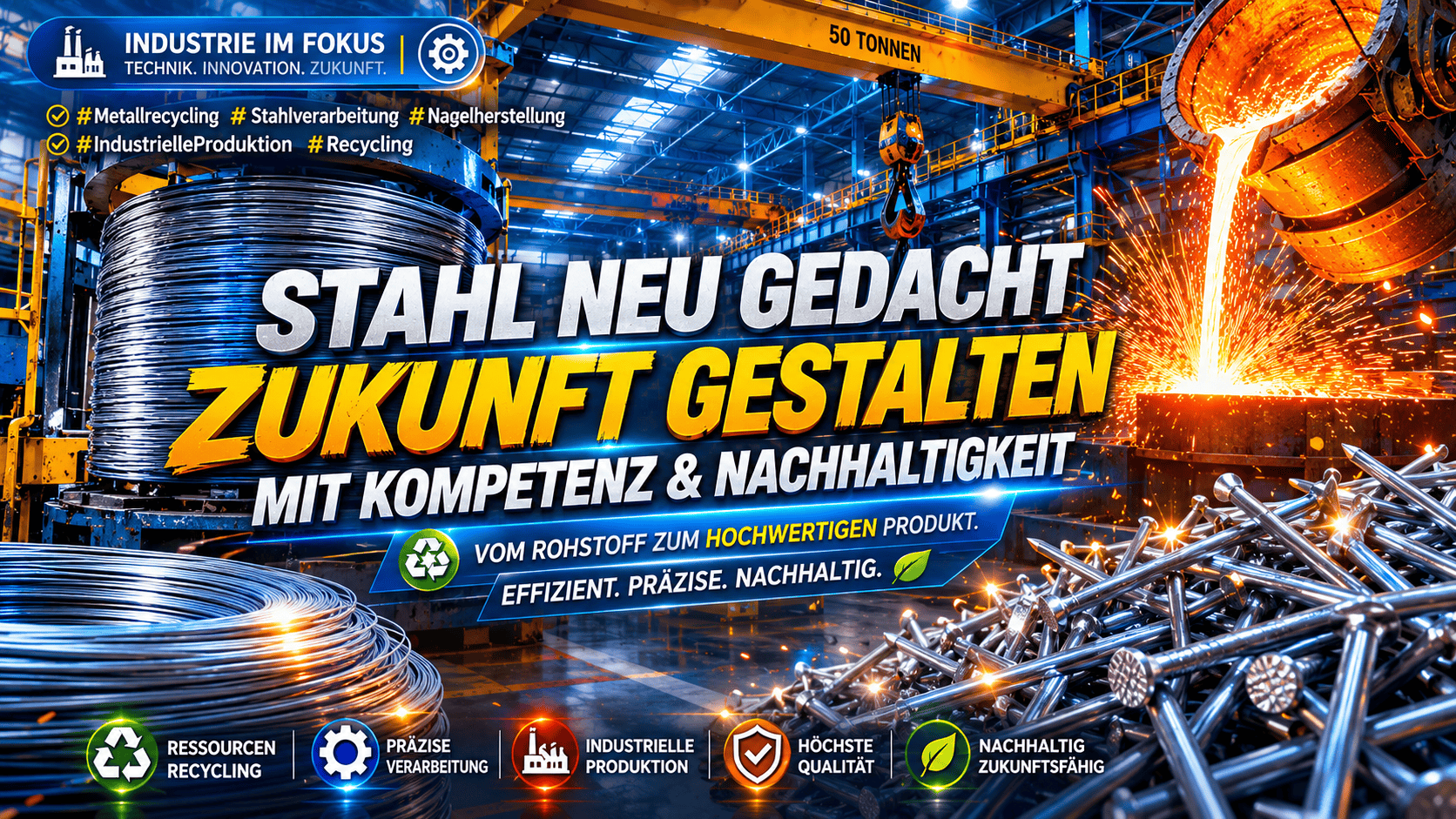 #Metallrecycling #Stahlverarbeitung #Nagelherstellung #IndustrielleProduktion #Recycling