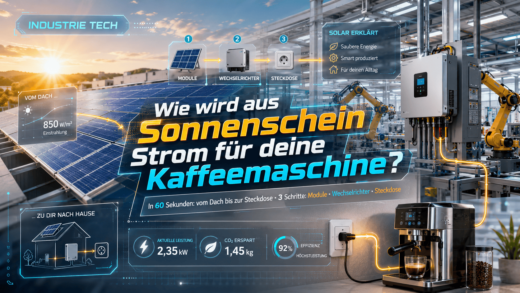 Hast du dich auch schon mal gefragt, wie aus ein bisschen Sonnenschein echter Strom für deine Kaffee