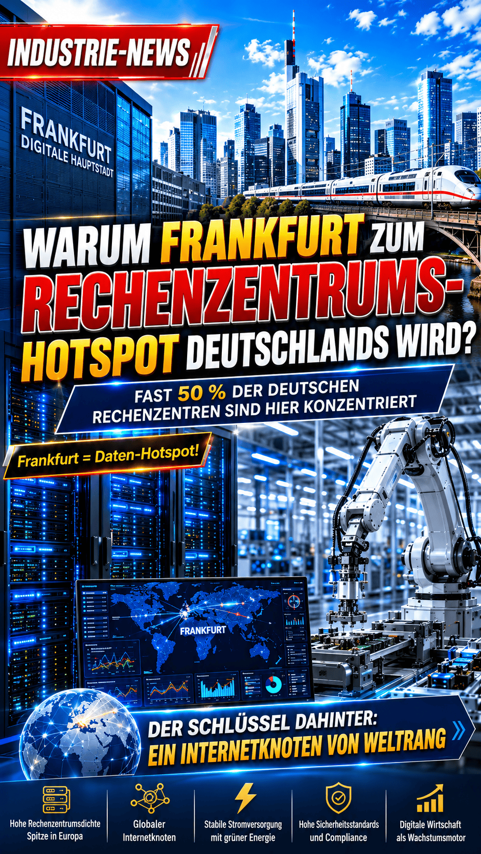 Frankfurt = Daten-Hotspot! Fast 50 % aller Rechenzentren Deutschlands stehen hier – aber warum? Wa