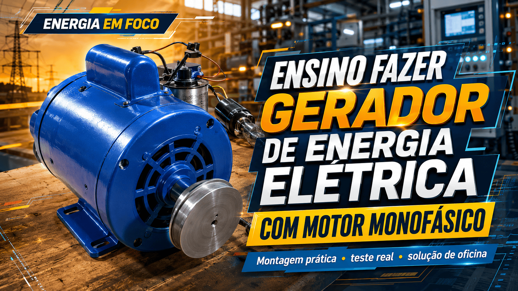 ENSINO fazer GERADOR DE ENERGIA elétrica com  MOTOR MONOFÁSICO