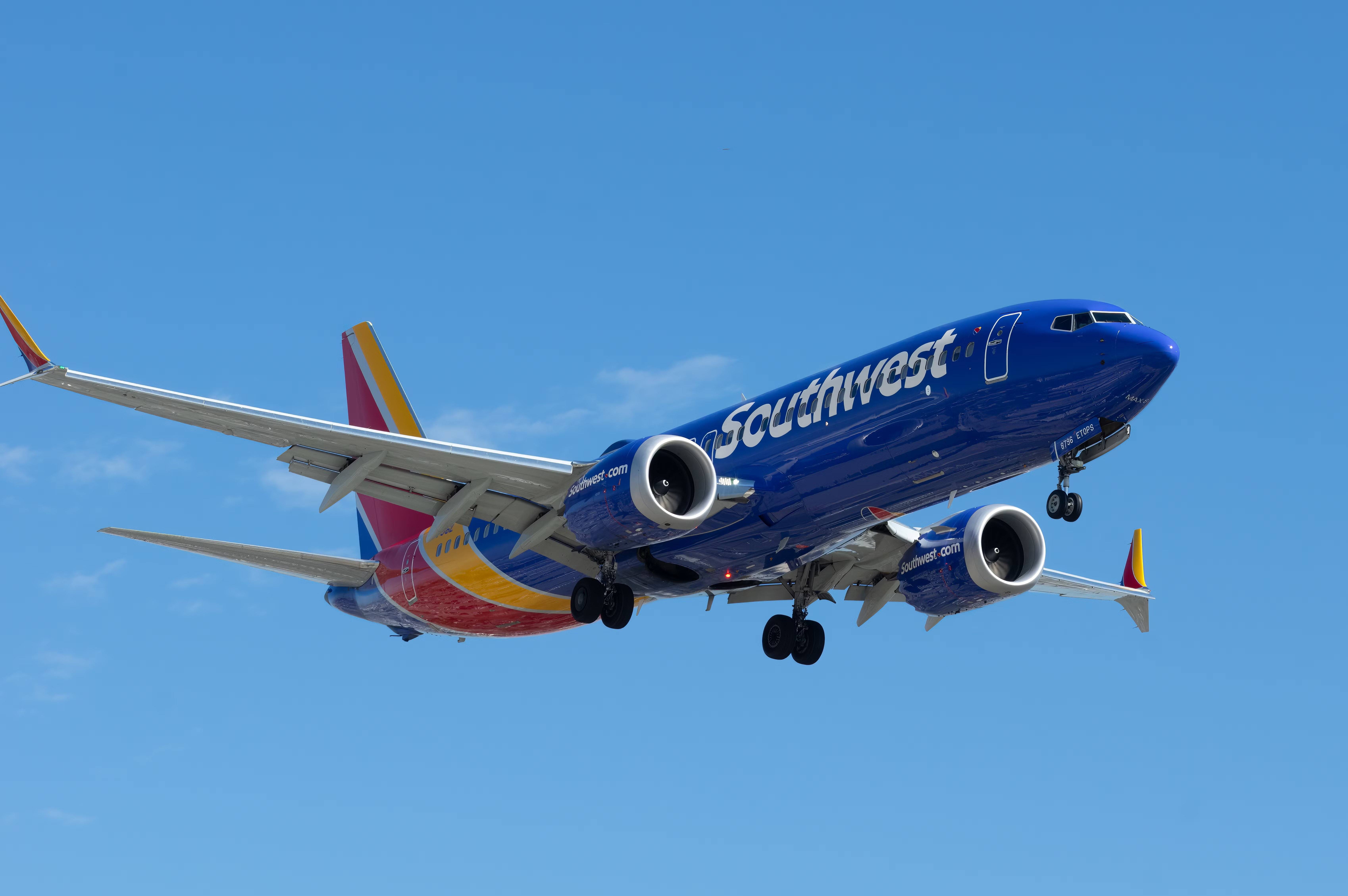 西南航空737 MAX飞行中
