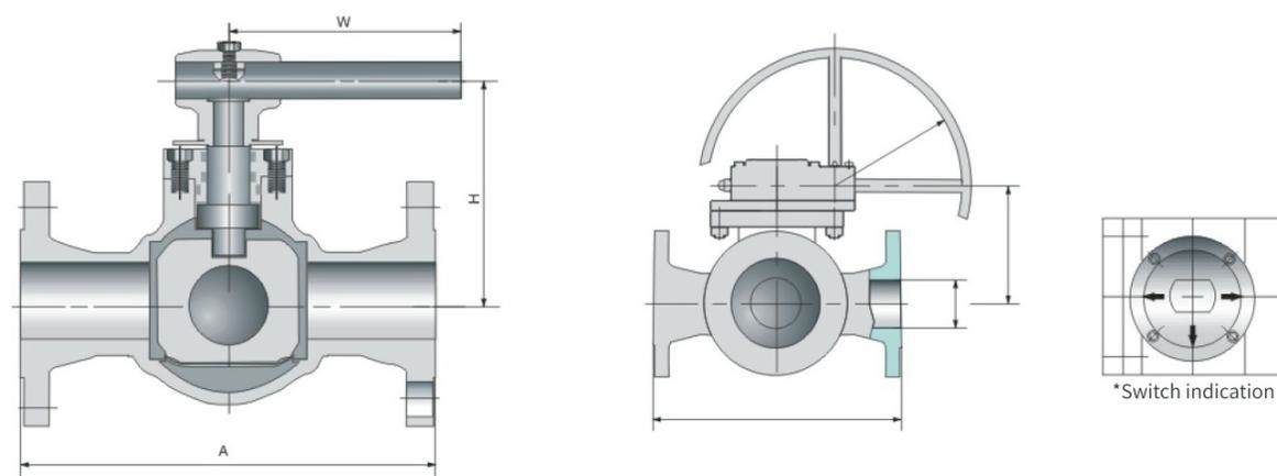 THREE-WAY CAST STEEL BALL VALVE