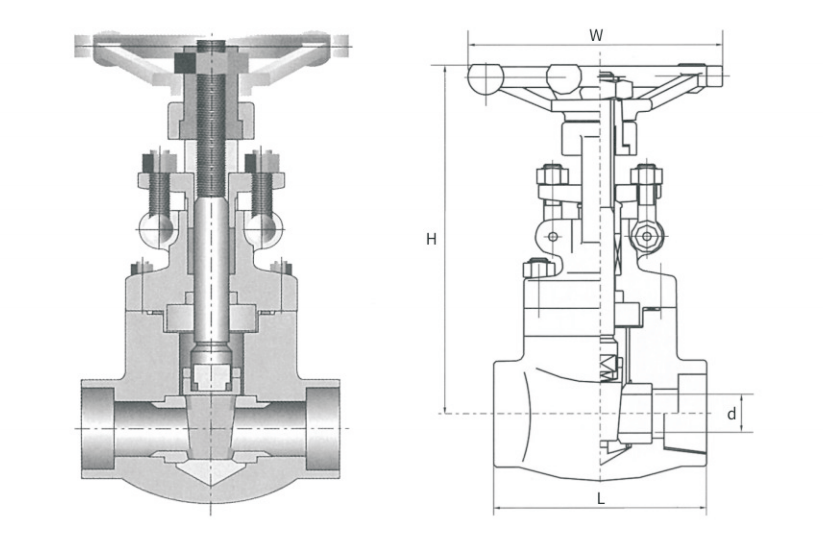 FORGED STEEL THREAD, SOCKET WELDED GATE VALVE