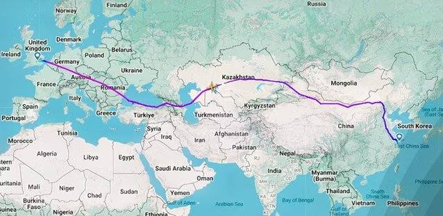 مسار PVG-LHR للخطوط الجوية البريطانية